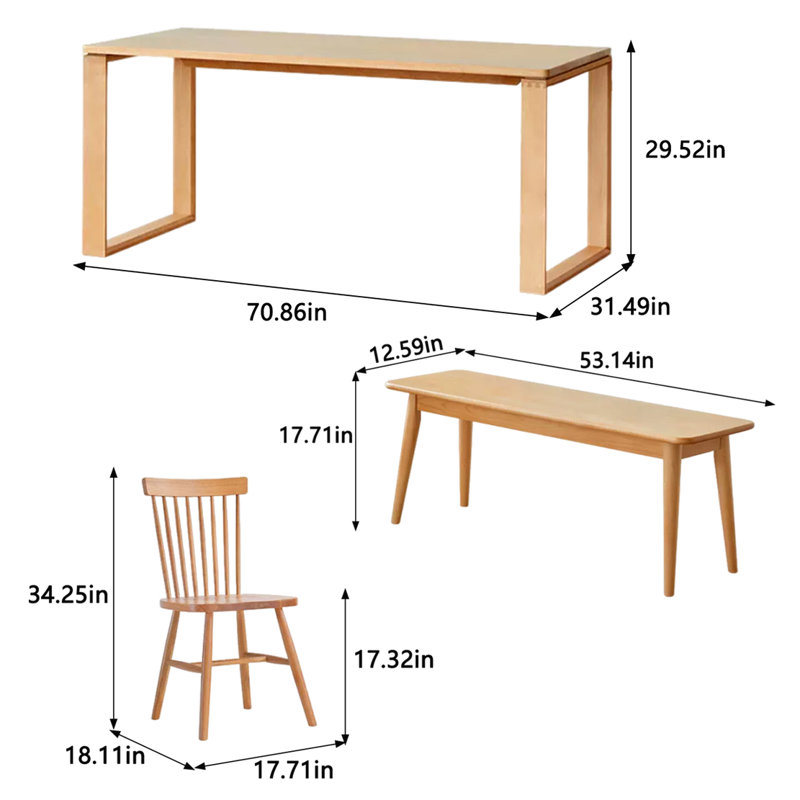 Long table work table Solid wood large board table, 29.52"H x 70.86"L x 31.49"W