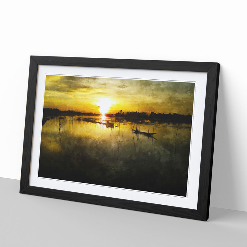 Fishing Boats in Bangladesh - Framed Print, 48cm H x 65cm W x 2cm D, Black Framed