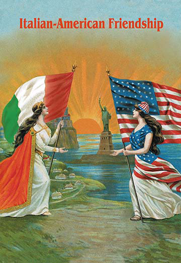 « italien américain amitié », affiche rétro, H 66 po x l 44 po