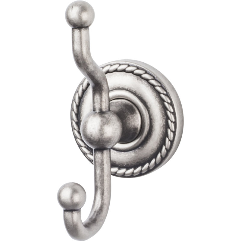 Edwardian Bath Wall Mounted Rope Hooks, Antique Pewter