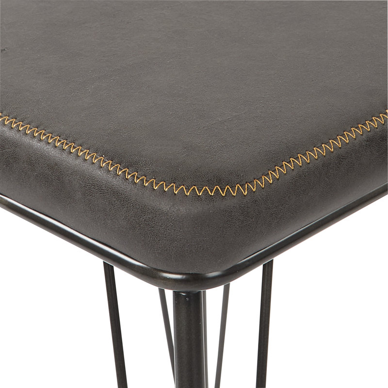 Mellinger Upholstered Counter Stool with Metal Frame, Charcoal Faux Leather, Bar Stool (30" Seat Height)