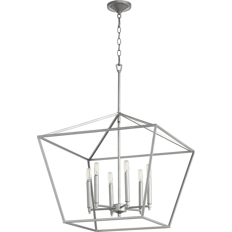 Lustree 6 lumières lanterne Arletta, Nickel classique