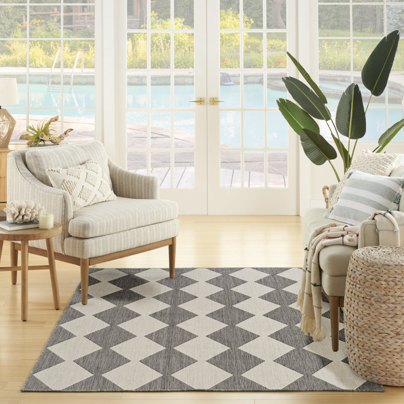Tapis intérieur / extérieur rectangulaire Positano, Rectangle 4 pi x 6 pi, Gris