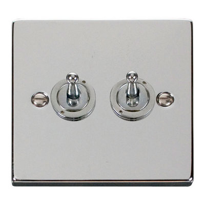 Polished Chrome 2 Gang 2 Way 10AX Toggle Light Switch