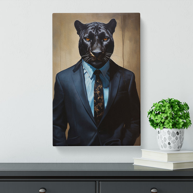 Panther In A Suit Painting No.5 - Wrapped Canvas, 60cm H x 40cm W x 3cm D