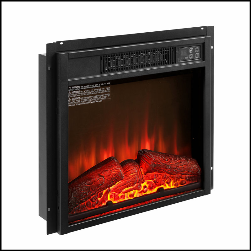 Foyer électrique encastrable 18 po 1400 W avec luminosité de flamme réglable et conception multifonctionnelle pour un chauffage confortable et efficace