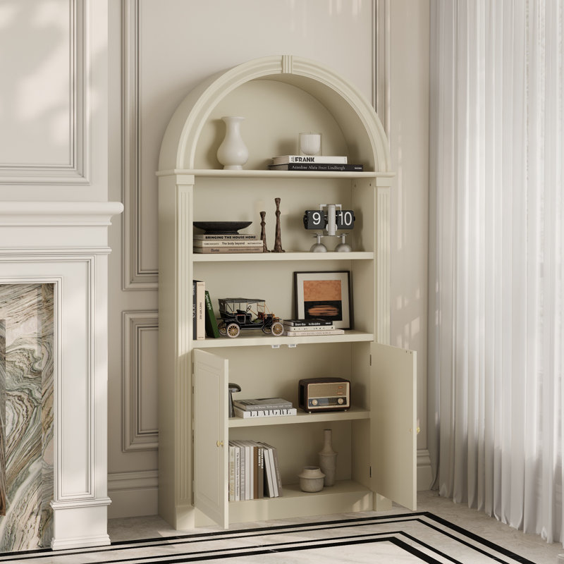Arc-Shaped Cabinet With Open Shelves