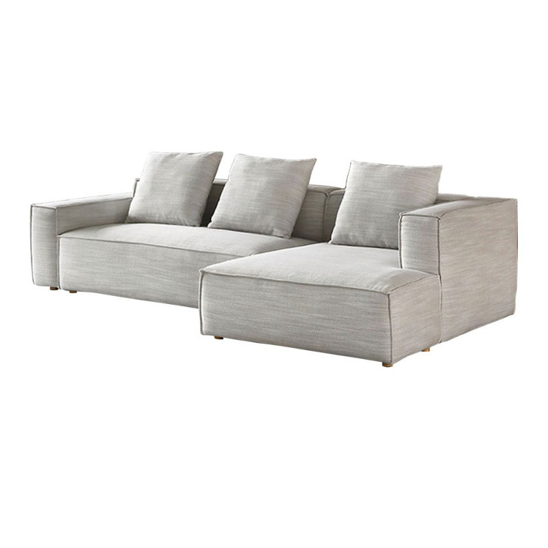 Canapé modulaire 2 pièces rembourré, Orienté à droite, Coton gris clair / lin