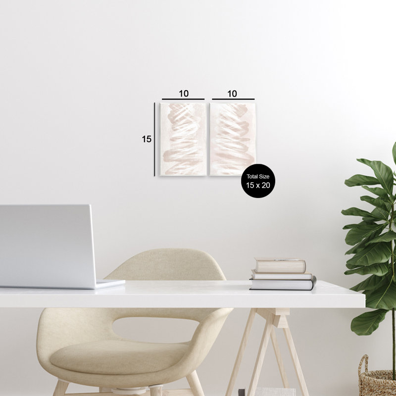 Ensemble de 2 plaques murales Minimal Beige Waves, design par Martina Pavlova, H 15 po x l 10 po