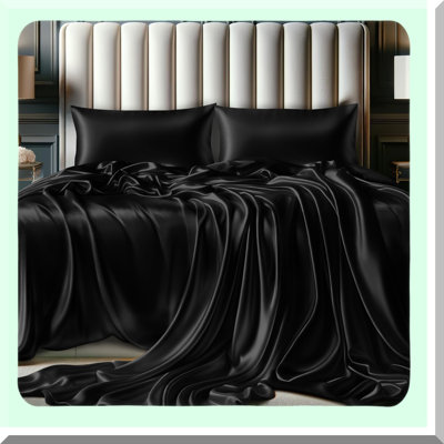 Luxury Silky Full Size Bed Sheet Set - 4 Piece Bedding Set with 2 Pillowcases, Fitted Sheet, and Black Sheets