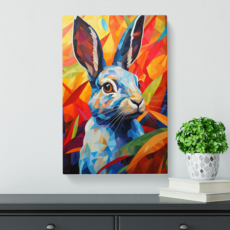 Rabbit Hard Edge Painting - Wrapped Canvas, 50cm H x 35cm W x 3cm D