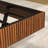 Natural Floating Bed Frame With Led Lights, Modern Fluted Oak Platform Bed Frame Floating, Heavy Duty Metal Slats, No Box Spring Required-1476148906-1476148908