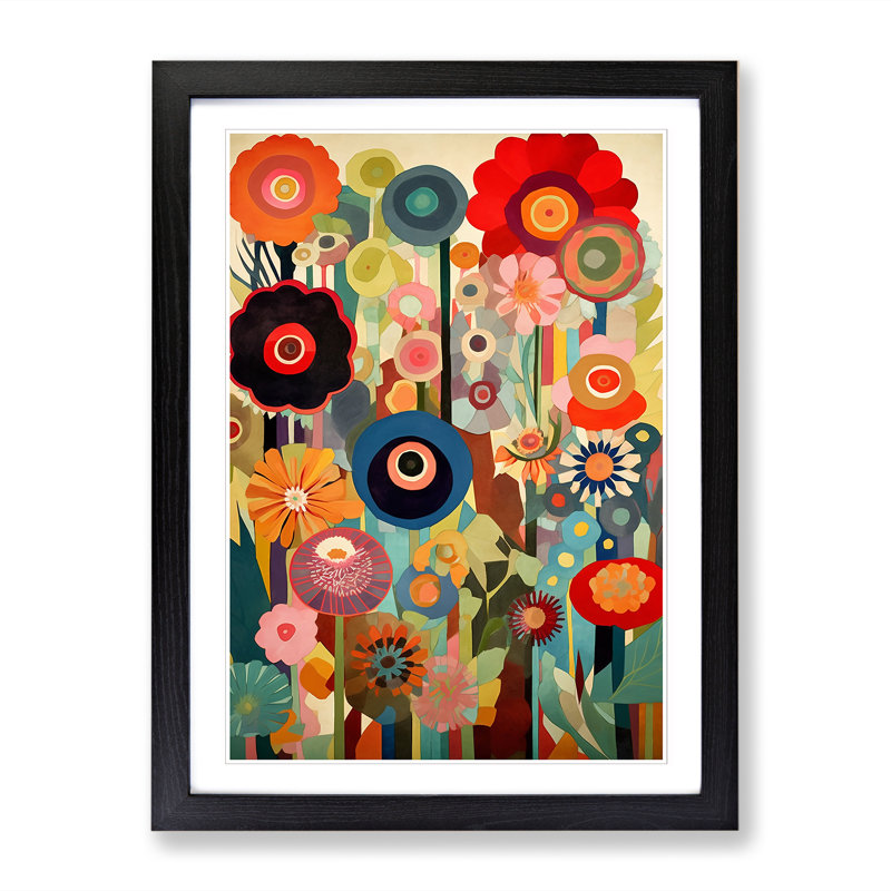 Retro Flowers Vol.4 Framed Print, 64cm H x 46cm W x 2cm D, Walnut