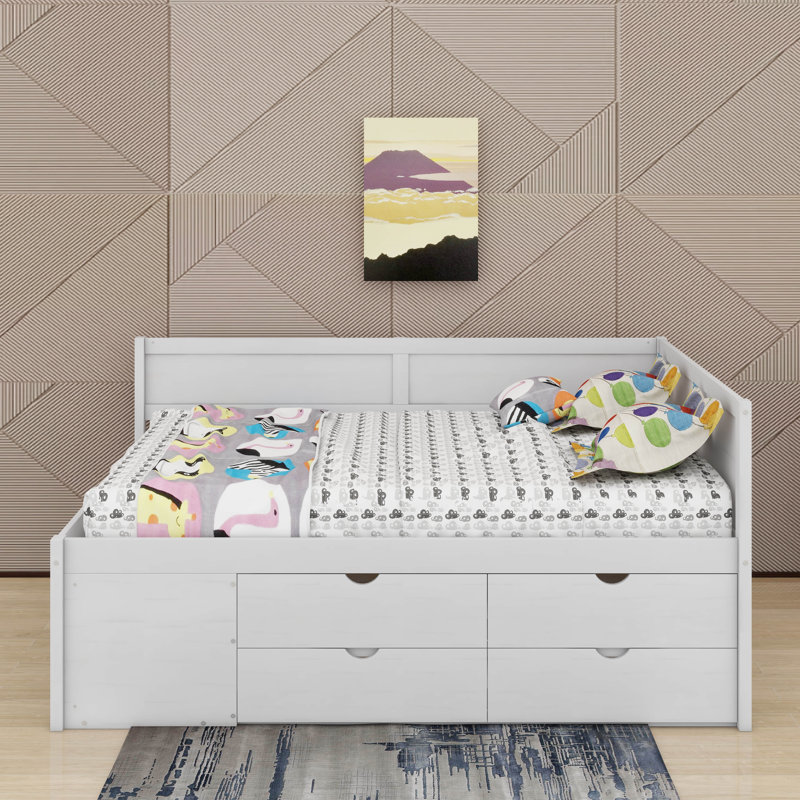 Full Size Daybed With Drawers And Shelves, Full, White