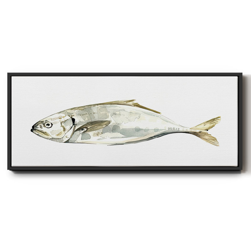 Silver Fish IV- Framed Canvas, 20" H x 50" W