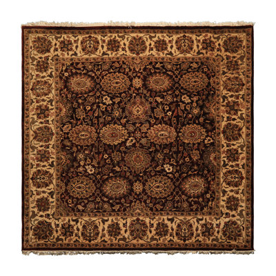 Tapis botanique traditionnel en laine noué à la main 8x8