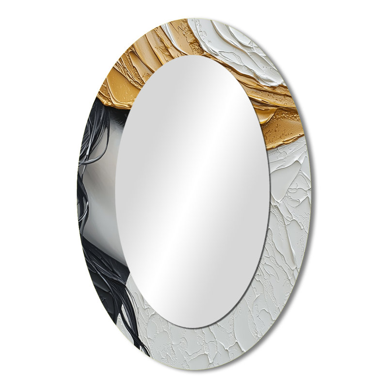 Black And Gold Fashion Woman Glamazon I - Black Oval Wall Mirror Decor, 36" x 24"
