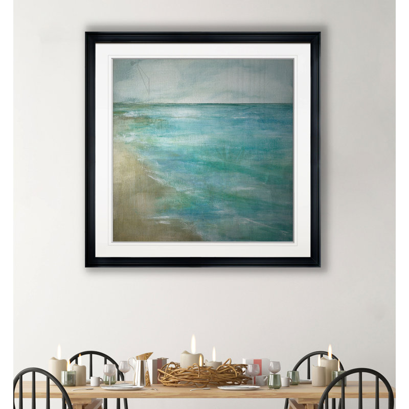 « doucement marées », reproduction sur toile, H 26,5 po x l 26,5 po x P 1,5 po, Cadre plastique noir