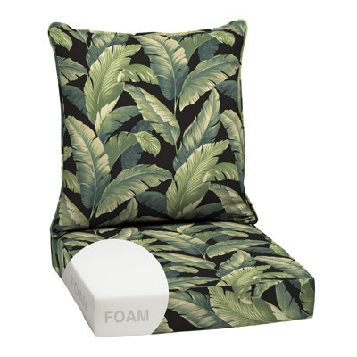 Ensemble de coussins de siège profond en mousse ARDEN, 24 po x 24 po, résistant aux intempéries, coussin de patio résistant à la décoloration, coussin de dossier et de dossier pour chaise, canapé et canapé Onyx Cebu