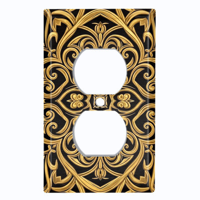 Metal Light Switch Plate Cover; US Standard Size 4 Gang Toggle - Printed Image of Luxury Art Nouveau