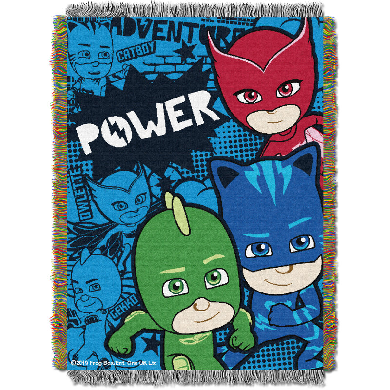 PJ Masks Throw Blanket, Power Trio Superhero Fan Decor, 48x60 Inches