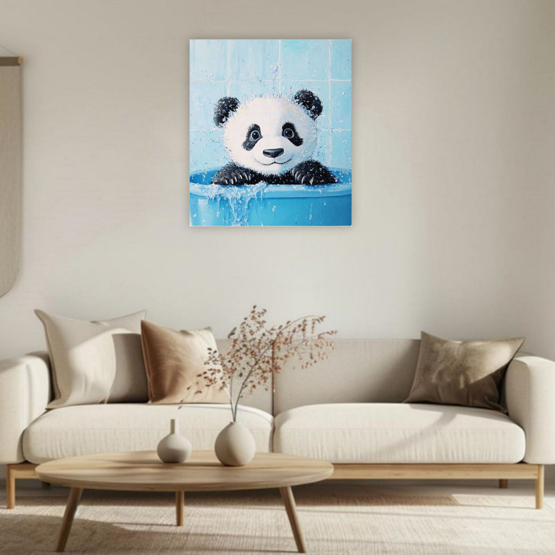 Adorable toile murale sans cadre éclaboussant un panda éclaboussant 24 po x 36 po