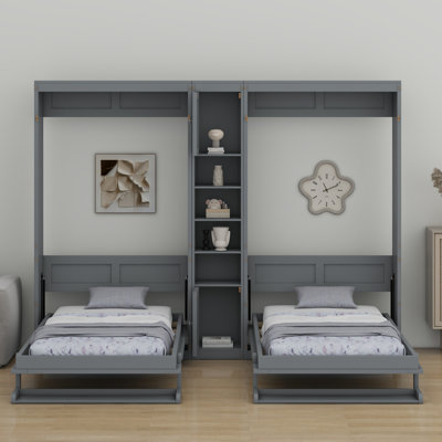 Dual Murphy Beds With Cabinets And Shelves