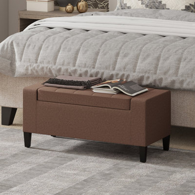 Banc de rangement, banc repose-pieds avec dessus rabattable, brun