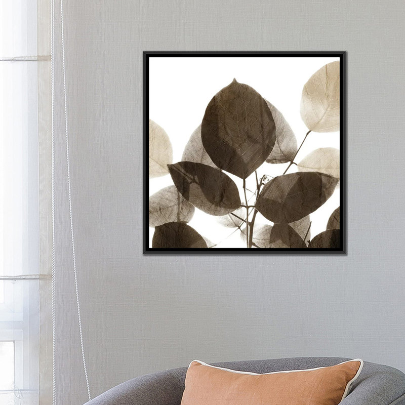 «Chocolate Leaves I» par - Toile tendue, Toile avec cadre noir, H 26 po x l 26 po x P 1,5 po