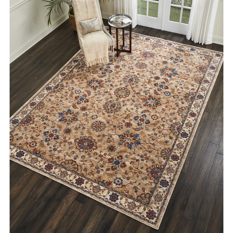 Tapis brun en polyester tissé à la machine, Rectangle 9 pi 10 po x 13 pi 2 po