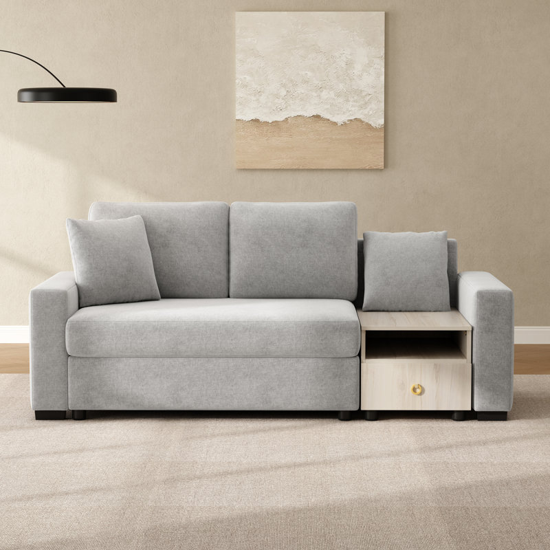 Canapé rembourré Calvera, Gris, L 79,3 po x P 31,1 po x H 32,3 po