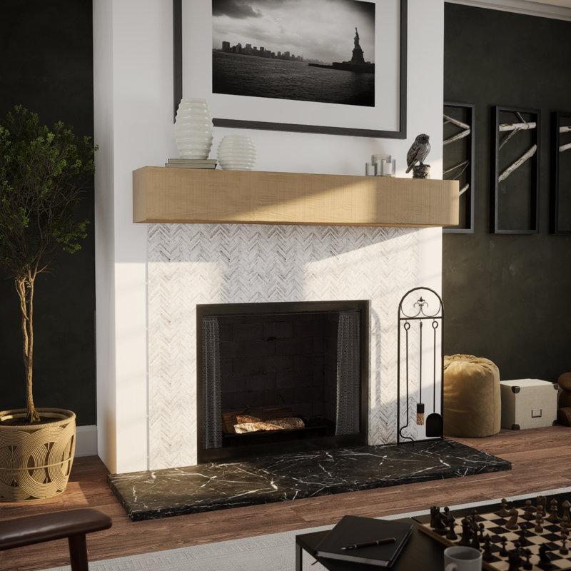 Manteau de cheminée Rustic Sawn Heritage Timber, Chêne blanc naturel, H 5,5 po x l 90 po x P 7,5 po