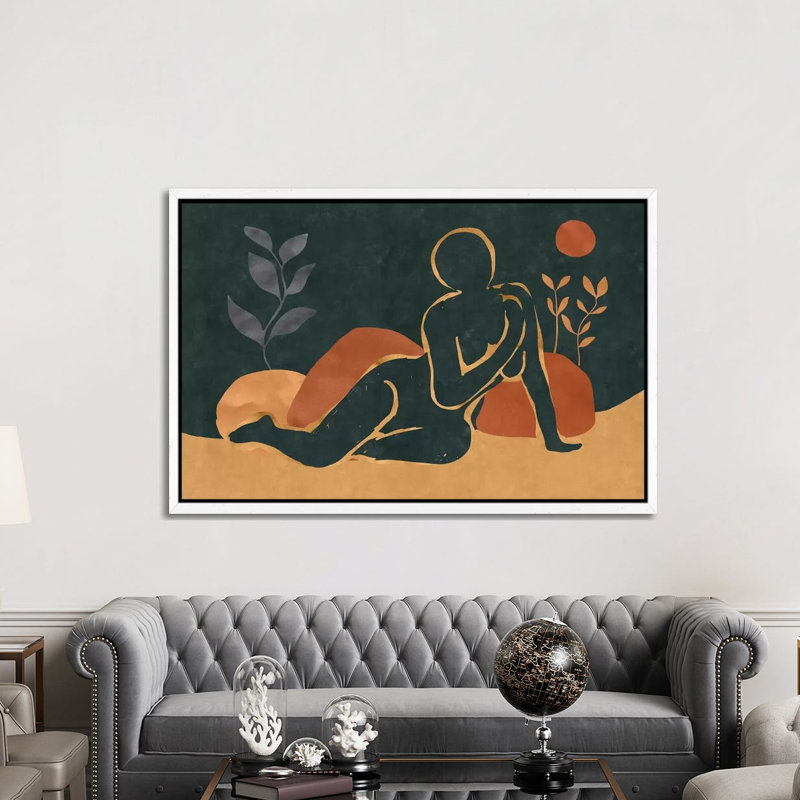 Woman Resting In The Nature I by Maximiliano Casal - Print on Canvas, 101.6cm H x 152.4cm W x 3.81cm D, White Framed