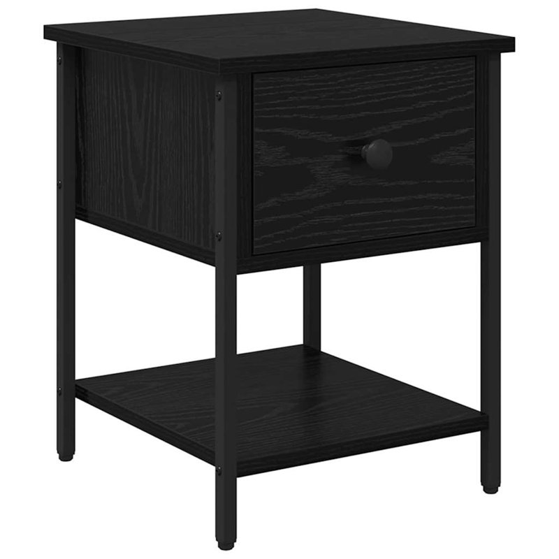 34cm W Manufactured Wood Bedside Table, Black Oak