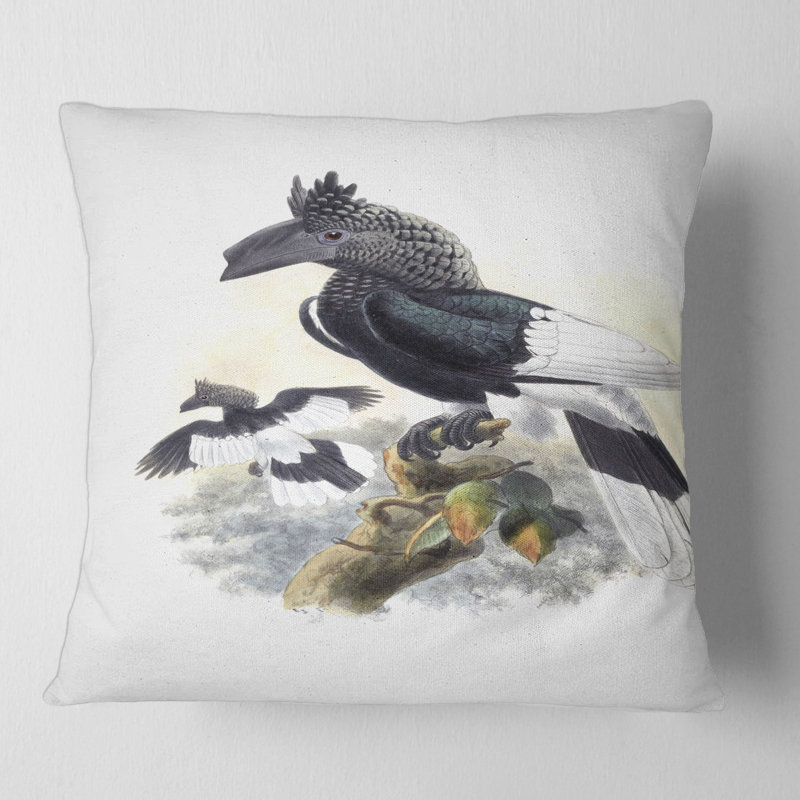 Oiseaux australiens d'époque rétro - coussin imprimé traditionnel, 18" x 18"