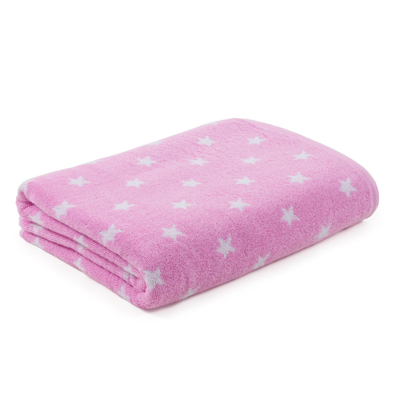Evan Cotton Midweight Bath Sheet, White/Pink