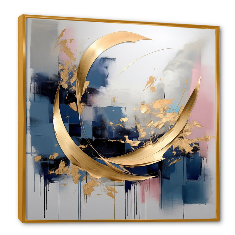 Reproduction d'art mural doré doré abstrait tourbillons de sérénité III, Cadre flottant doré, H 36 po x l 36 po x P 1,5 po