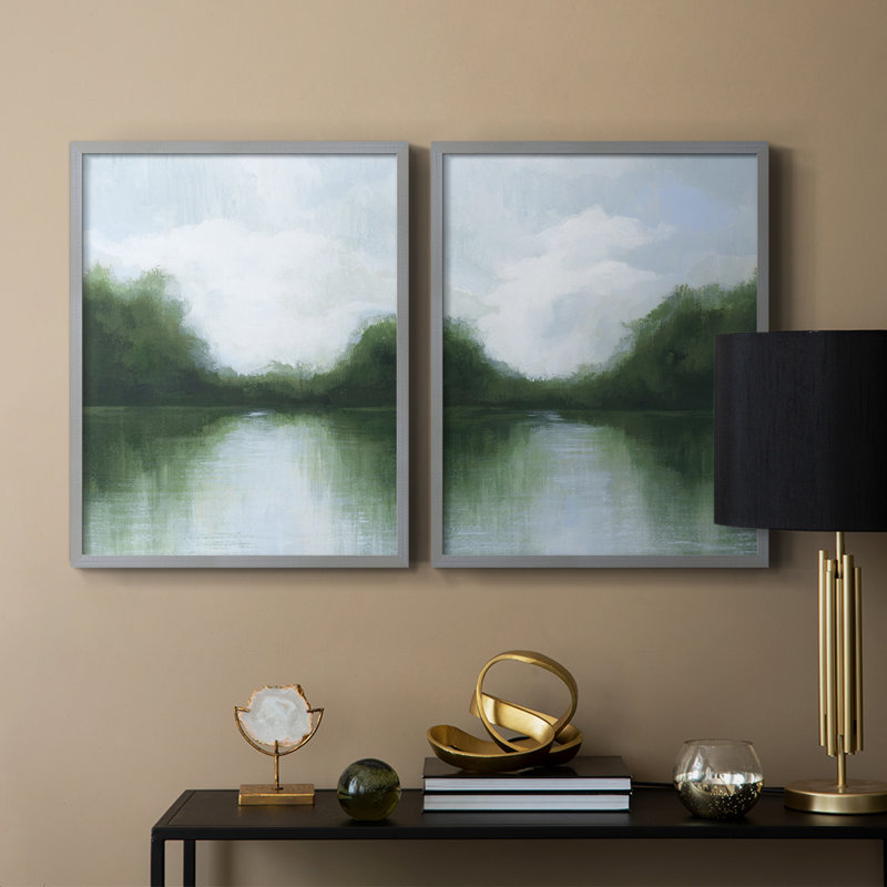«Mossy Reflections I», reproduction encadrée de qualité supérieure - prête à être accrochée - aucun clou requis - aucun clou requis