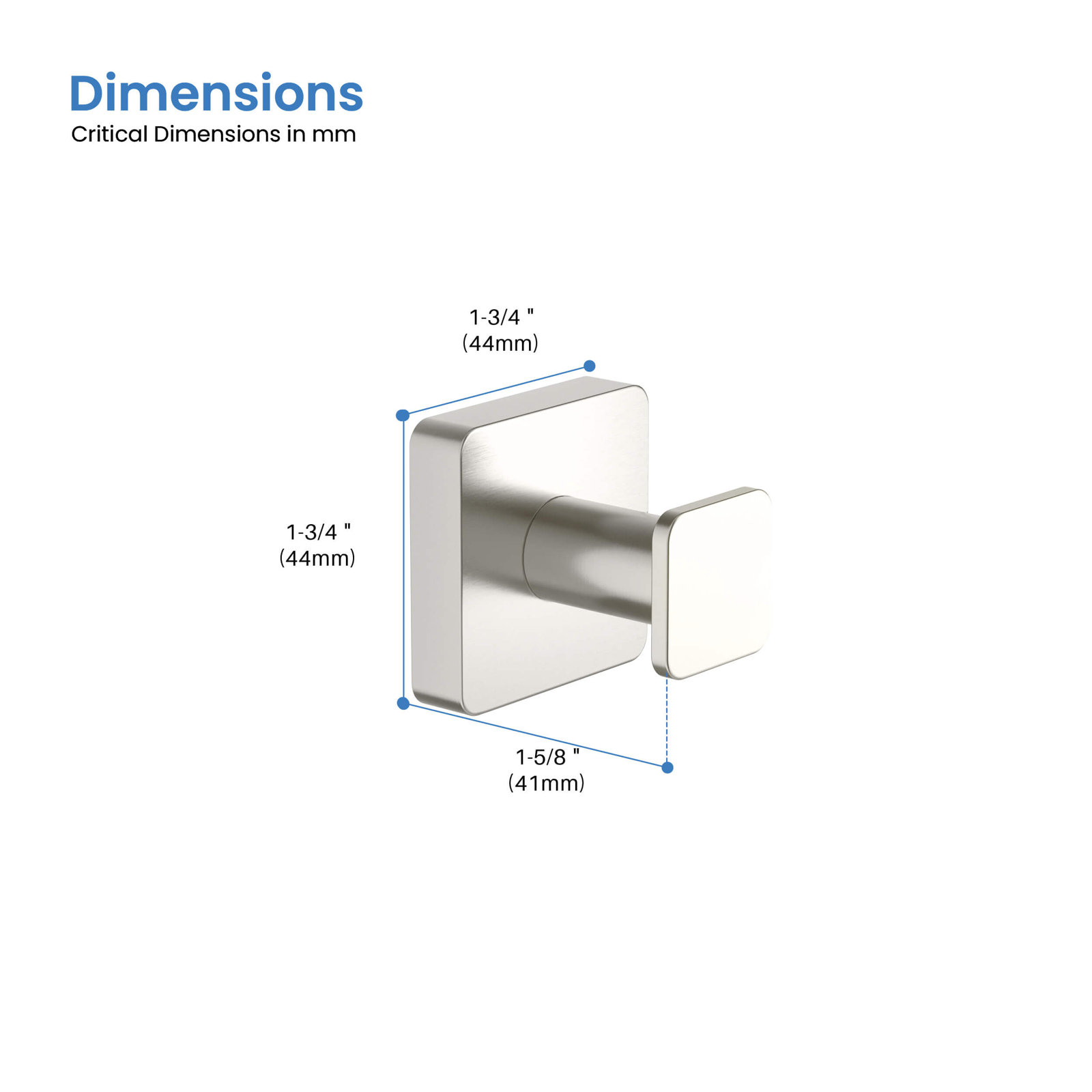 Blaze Single Wall-Mounted Robe Hook, Brushed Nickel