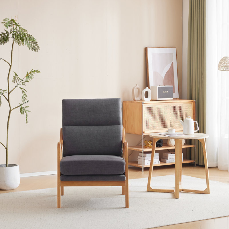 Rattan Accent Chair, Gray Polyester Blend