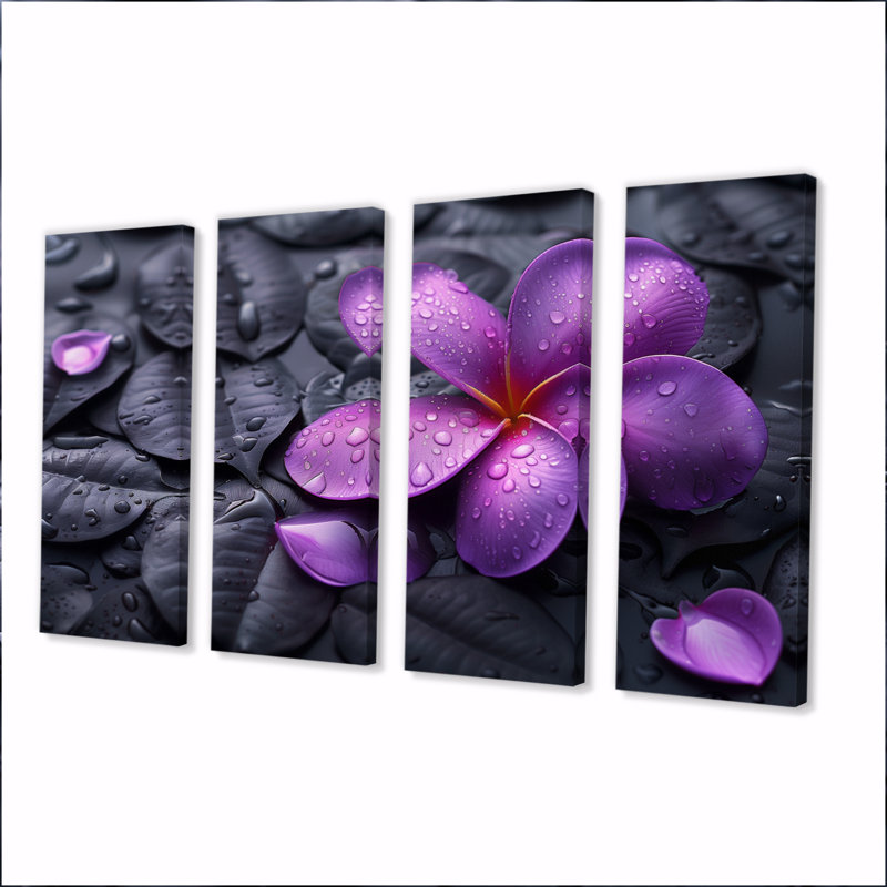 Mauve et gris Plumeria Moody Majesty II - ensemble d'art mural Plumeria, H 32 po x l 64 po
