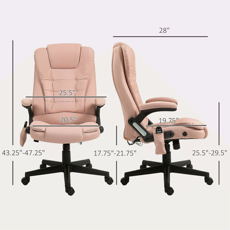 Fauteuil de bureau vibrant à 6 points avec massage chauffant, chaise de bureau de direction à haut dossier avec dossier inclinable, accoudoirs rembourrés et télécommande