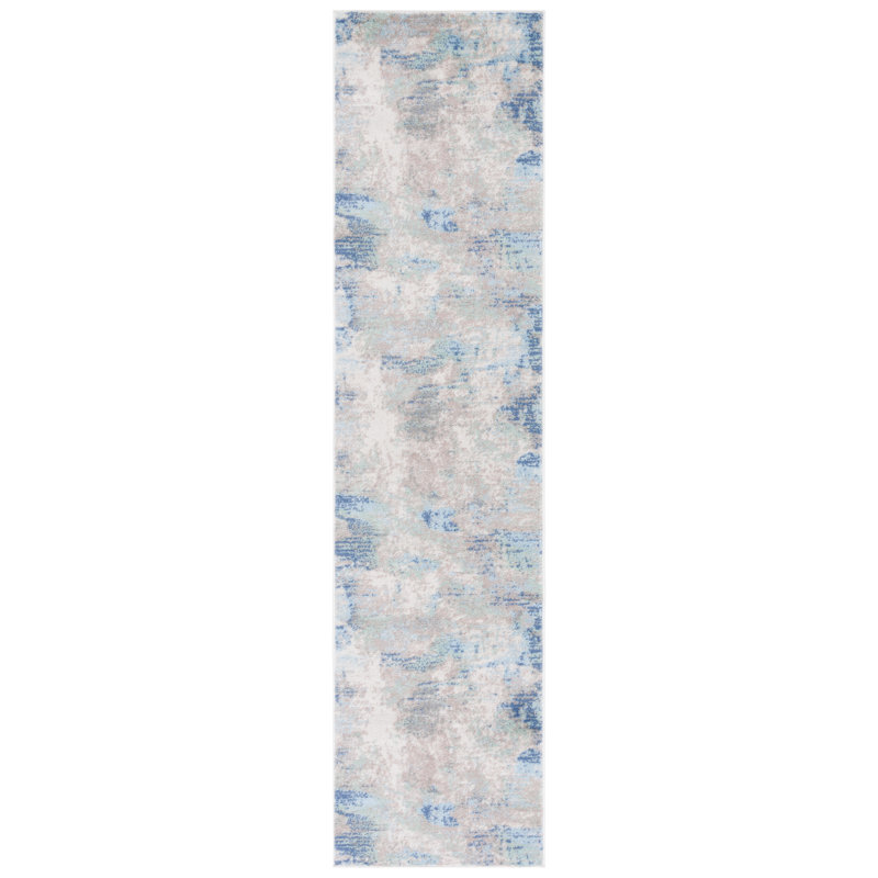Tapis Strasser 504 en beige / gris-bleu, Tapis de couloir 2 pi 2 po x 9 pi