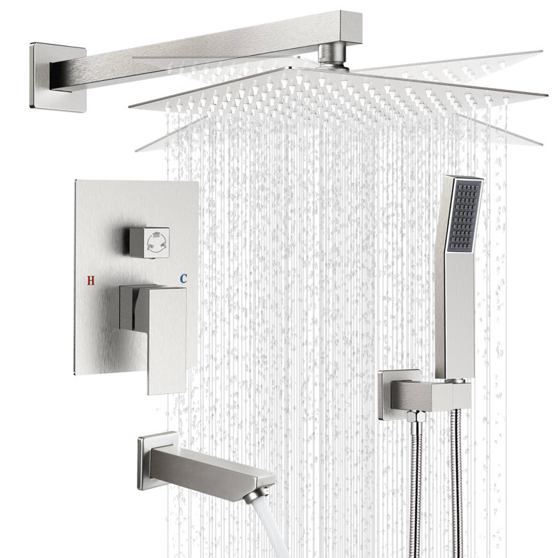 Système de douche complet avec valve brute, Nickel brossé
