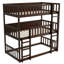 Lit simple superposé en bois d'hévéa simple, détachable, échelles et garde-corps pour chambre à coucher au-dessus d'un lit simple en bois