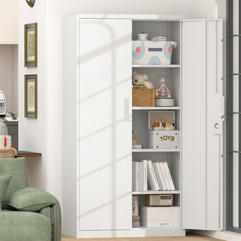 70-Inch Heavy-Duty Steel File Cabinet with Lock, 4 Adjustable Shelves for Legal and Letter Size Document Storage