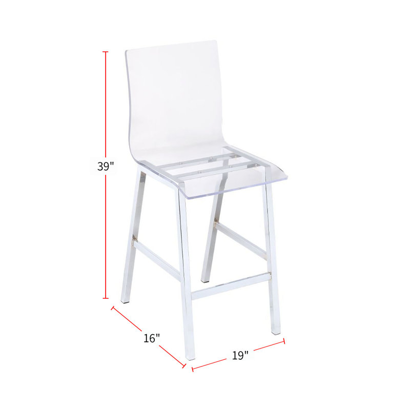 Ensemble de 2 chaises à hauteur de comptoir en acrylique transparent et chrome