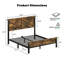 Structure de lit simple Farmhouse avec tête de lit géométrique de 51,2 po de hauteur, rangement sous le lit, système de support entièrement en métal, aucun sommier requis, assemblage facile, brun rustique-237700761-237700757