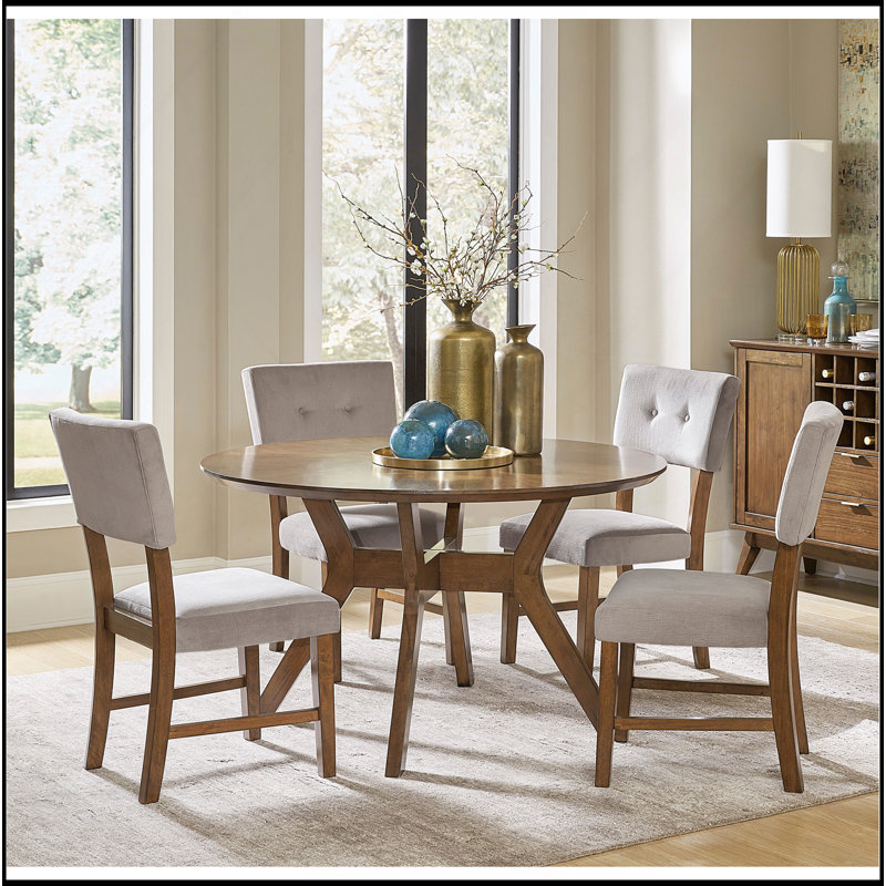 Ensemble de chaises de salle à manger de style Mid-Century classique en bois clair à finition chêne clair capitonné