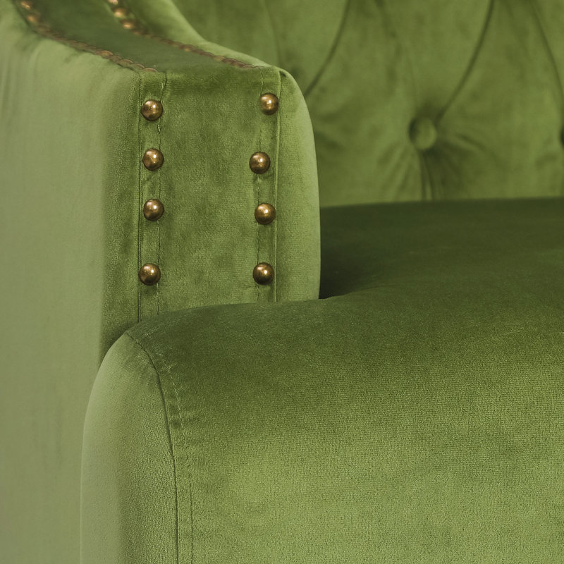 Canapé-lit simple en velours Friedolf, Velours vert